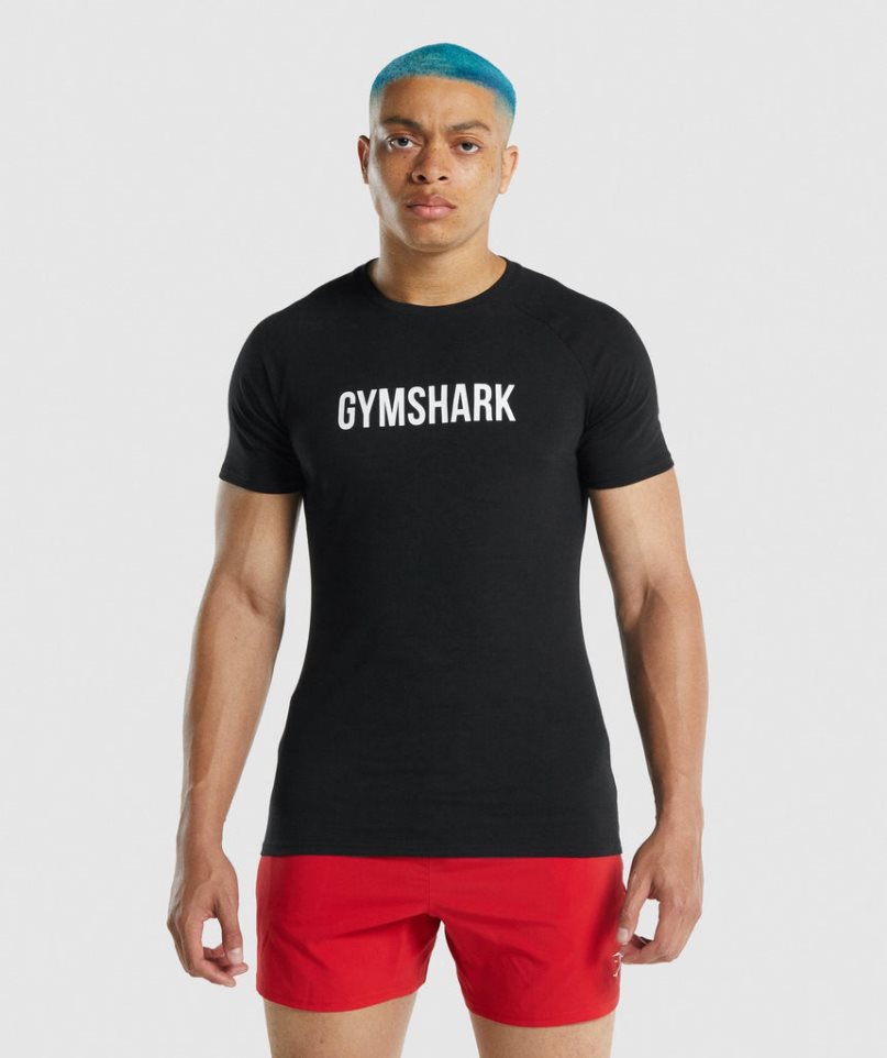 Men\'s Gymshark Apollo T-Shirts Black | CA 50N317